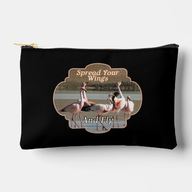Wild Flamingos - Spread Your Wings and Fly Accessory Pouch (Front)
