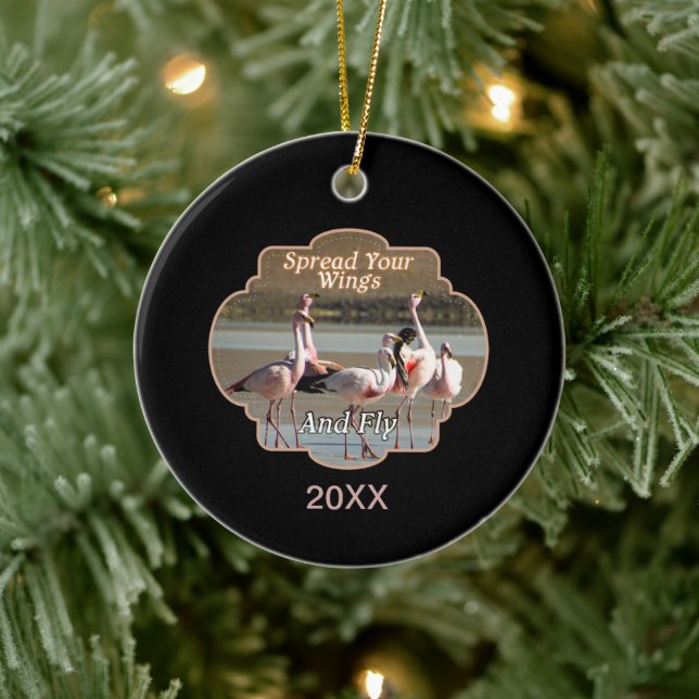 Wild Flamingos - Spread Your Wings and Fly Ceramic Tree Decoration (Tree)