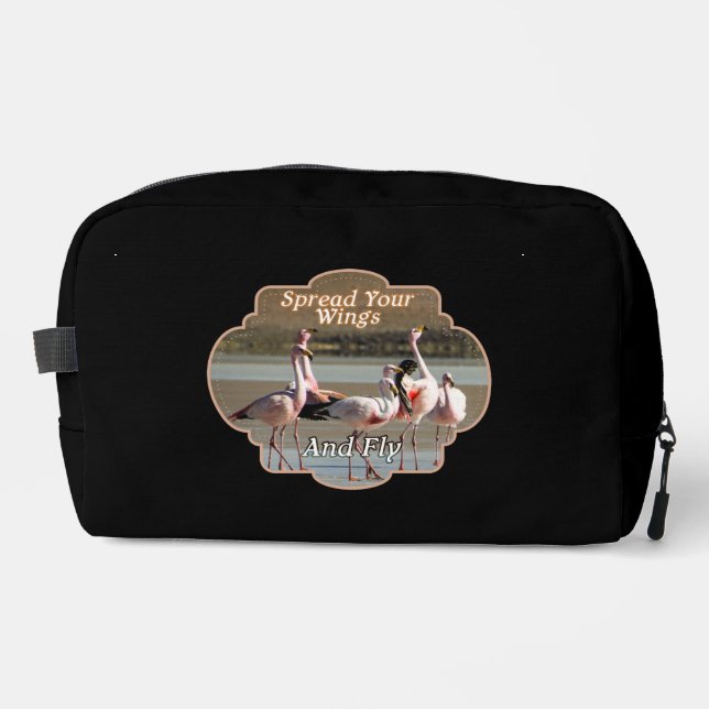 Wild Flamingos - Spread Your Wings and Fly Dopp Kit (Front)