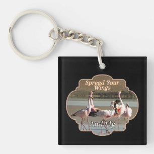 Wild Flamingos - Spread Your Wings and Fly Key Ring