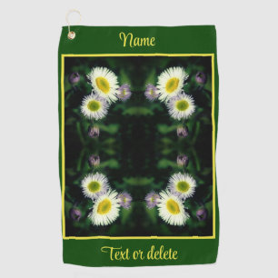 Wild Fleabane Daisy Flower Abstract Personalised Golf Towel
