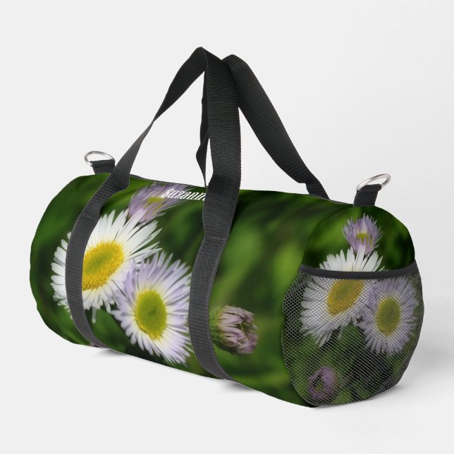 Wild Fleabane Daisy Flowers Nature Personalised Duffle Bag (Right Corner)