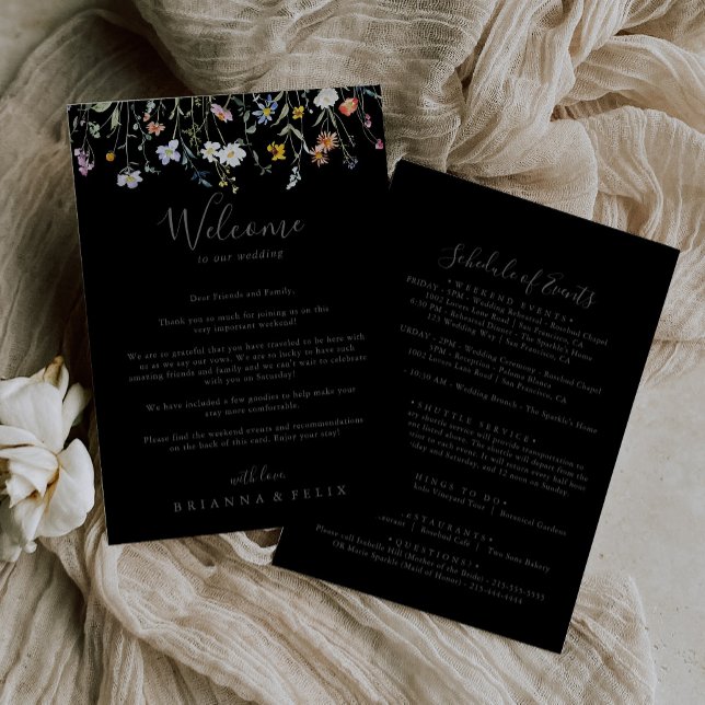 Wild Floral Black Wedding Welcome Letter (Creator Uploaded)