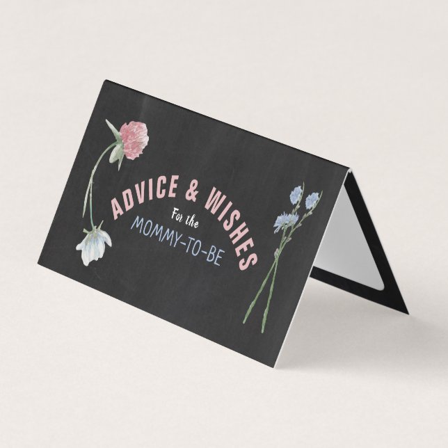 Wild Floral Chalkboard Advice Cards (Front)