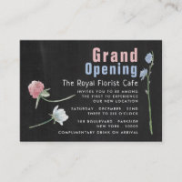 Wild Floral Chalkboard Grand Opening Ceremony Card
