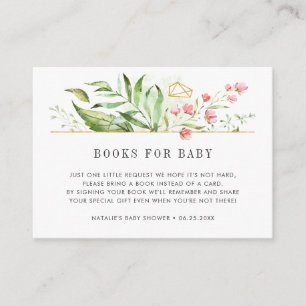 Wild Floral Foliage Book Request Baby Shower Cards