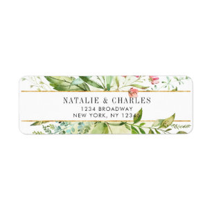 Wild Floral Green Foliage Return Address