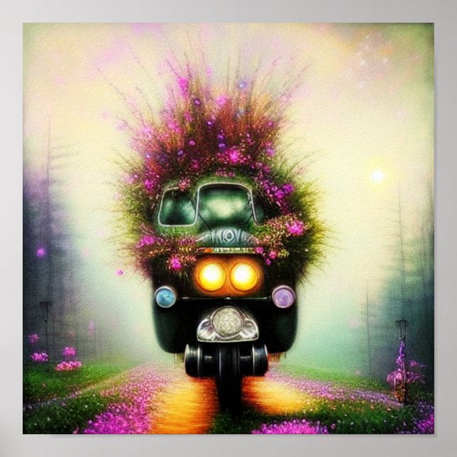 Wild floral gypsy motorcycle Poster (Front)