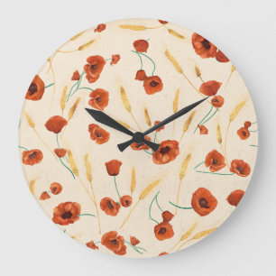 Wild floral: light background pattern. large clock