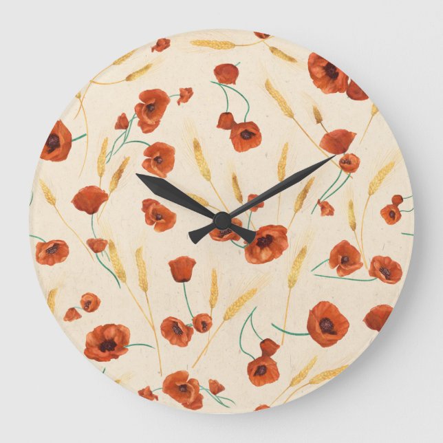 Wild floral: light background pattern. large clock (Front)