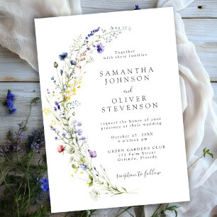 Wild Floral Purple Botanical Arch Wreath Wedding Invitation