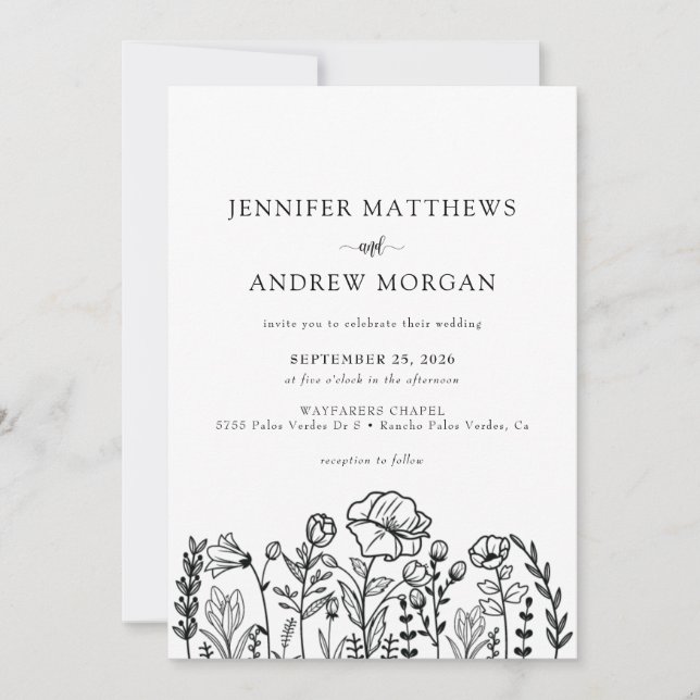 Wild Floral | Qr Code wedding Invitation (Front)