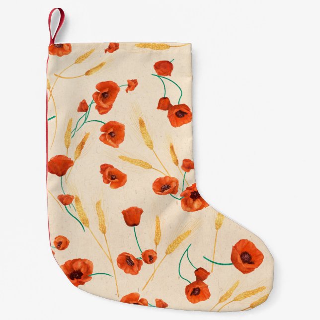 Wild floral seamless pattern on a light background small christmas stocking (Front)