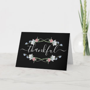 Wild Floral Wreath, Thanksgiving Card