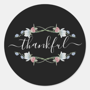 Wild Floral Wreath, Thanksgiving Classic Round Sticker