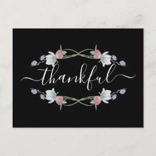 Wild Floral Wreath, Thanksgiving Party Invitation Postcard