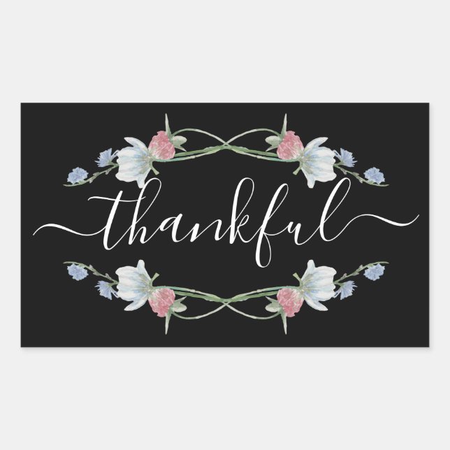 Wild Floral Wreath, Thanksgiving Rectangular Sticker (Front)