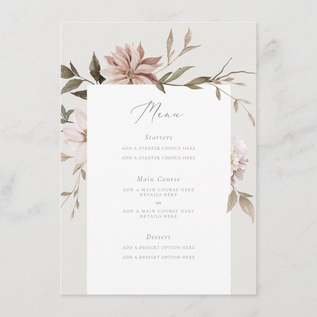 Wild Florals Menu Card (Front)