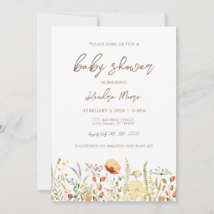 Wild Flower Baby Shower Invitation