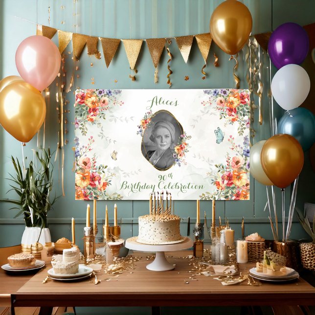 Wild Flower Birthday Celebration Photo Banner (ai generated background theme idea for wild flower birthday banner)