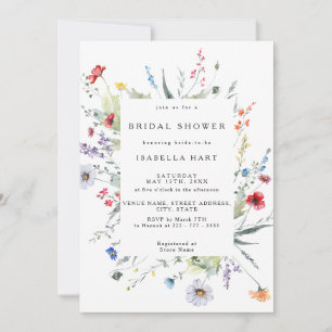 Wild Flower Boho Meadow Bridal Shower Invitation