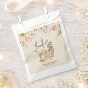 Wild Flower Boho Teddy Bear Baby Shower Thank You Favour Bags