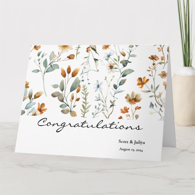  Wild flower Boho wedding greeting Card (Front)
