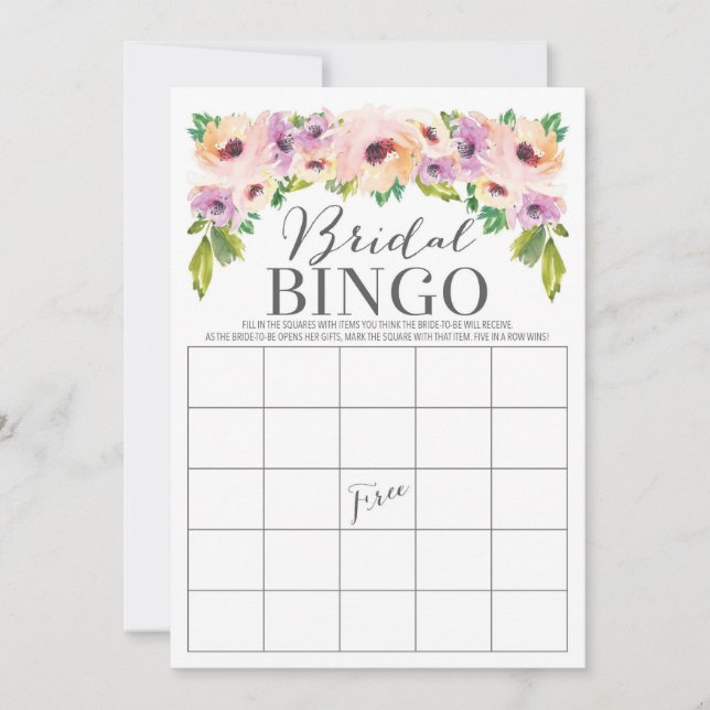 Wild Flower Bridal Shower Bingo Game Invitation (Front)
