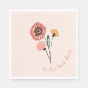 Wild Flower Bunch Floral Art Bridal Shower  Napkin