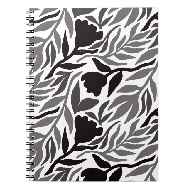 Wild Flower Cascade Black & White Notebook (Front)