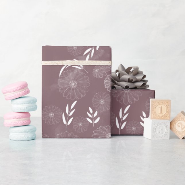 Wild Flower Doodles Pattern Wrapping Paper (Baby Shower)