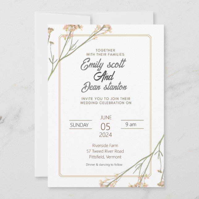 Wild flower Elegant Greenery Eucalyptus Invitation (Front)