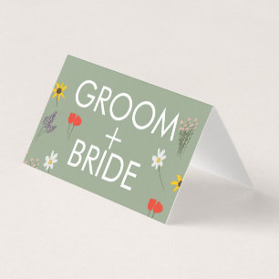 Wild Flower Floral Day Of Wedding Tent Table Cards