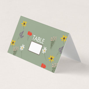 Wild Flower Floral Day Of Wedding Tent Table Cards
