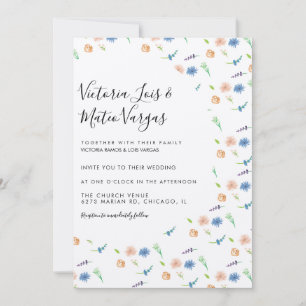 Wild Flower Floral Greenery Watercolor Wedding  Invitation