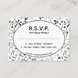 Wild Flower Floral Line Art Enclosure Card