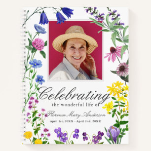 Wild Flower Floral Memorial Funeral Guest Book