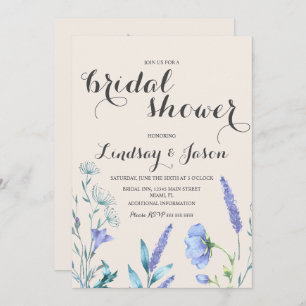 Wild Flower Lavender and Ivory Bridal Shower Invitation