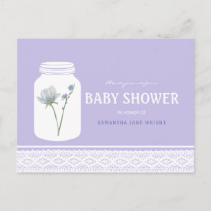 Wild Flower Mason Jar and Lace Baby Shower Invitation Postcard