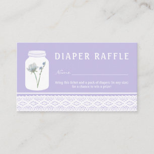 Wild Flower Mason Jar & Lace Diaper Raffle Ticket Enclosure Card