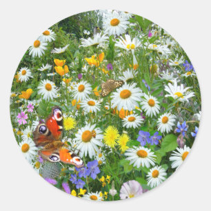 Wild Flower Meadow Classic Round Sticker