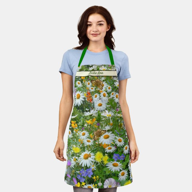 Wild Flower Meadow Personalised Apron (Worn)