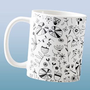 Wild Flower Monochrome Modern Coffee Mug