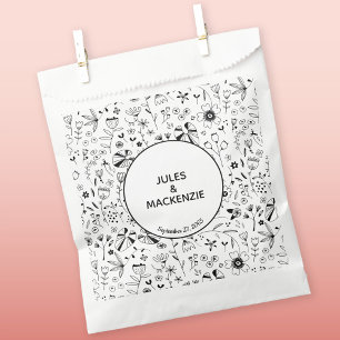 Wild Flower Monochrome Modern Favour Bags
