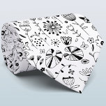 Wild Flower Monochrome Tie<br><div class="desc">Modern monochrome black and white flower drawings.
A coordinating tie to match your celebration.</div>