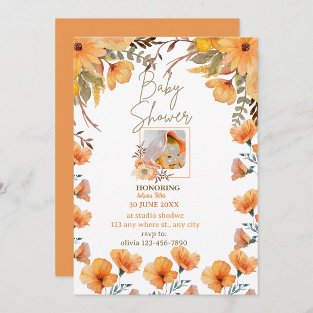 wild flower orange baby flower  Invitation (Front/Back)