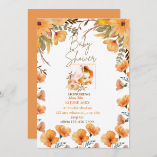 wild flower orange baby flower Invitation