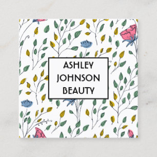 Wild Flower Pattern-Colorful Wild Flower-Floral Square Business Card