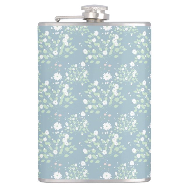 Wild flower pattern hip flask (Front)