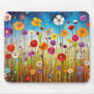 Wild Flower Poppy Concept Abstract Colourful Art Mouse Mat